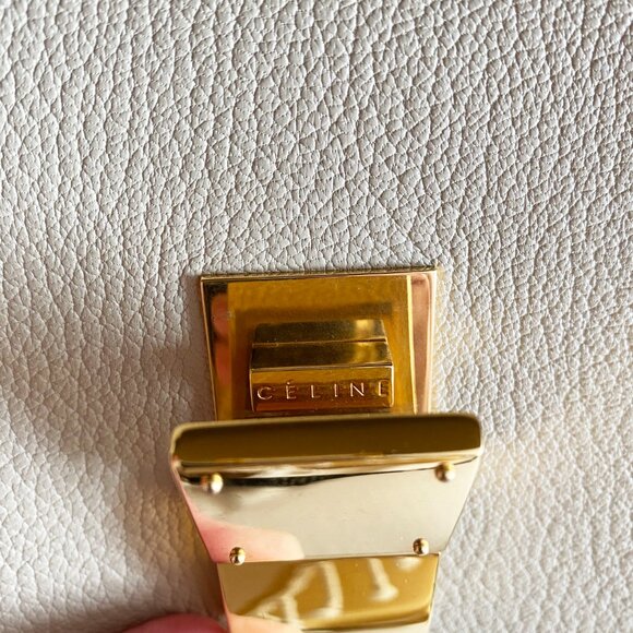 Celine Medium Box Bag in "Dune" Grained Goatskin Leather with Gold Hardware - Picture 9 of 13